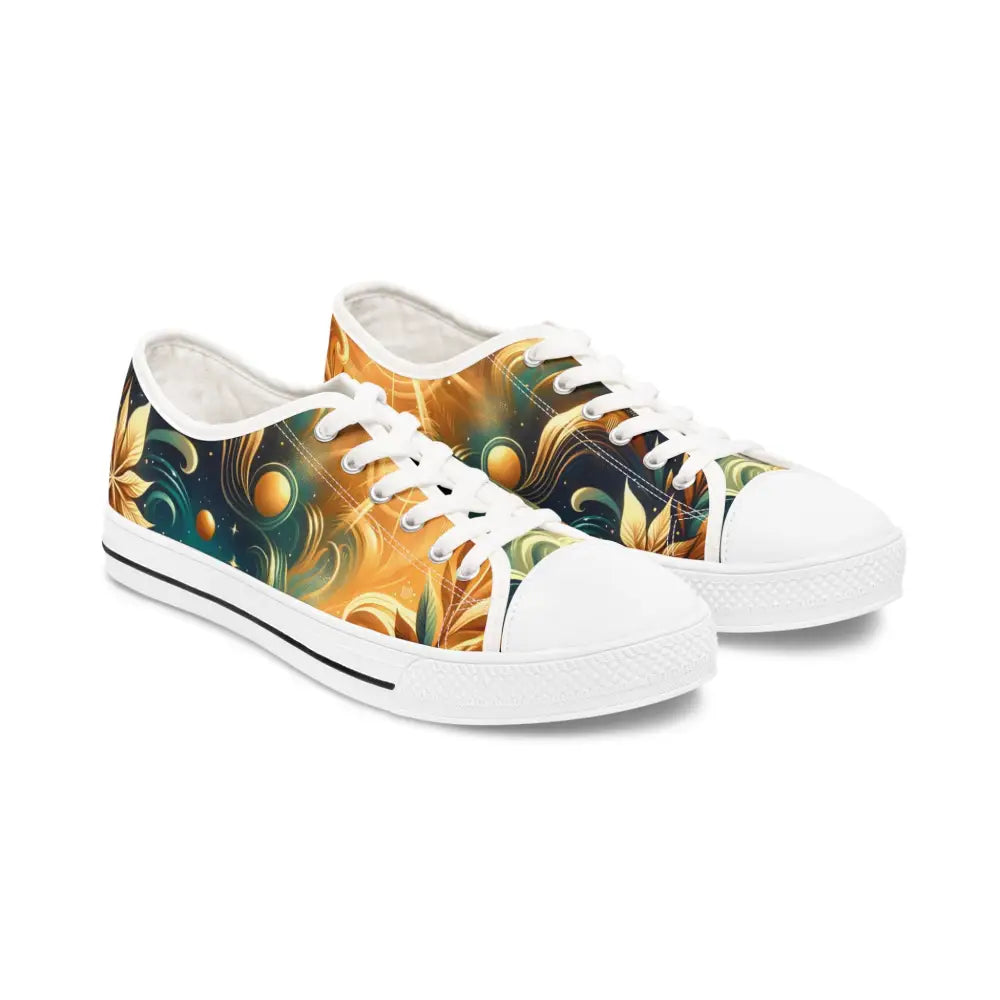 Floral patterned canvas sneakers Women’s Low Top Sneakers Nebula Bloom Cascade PixiOnyx