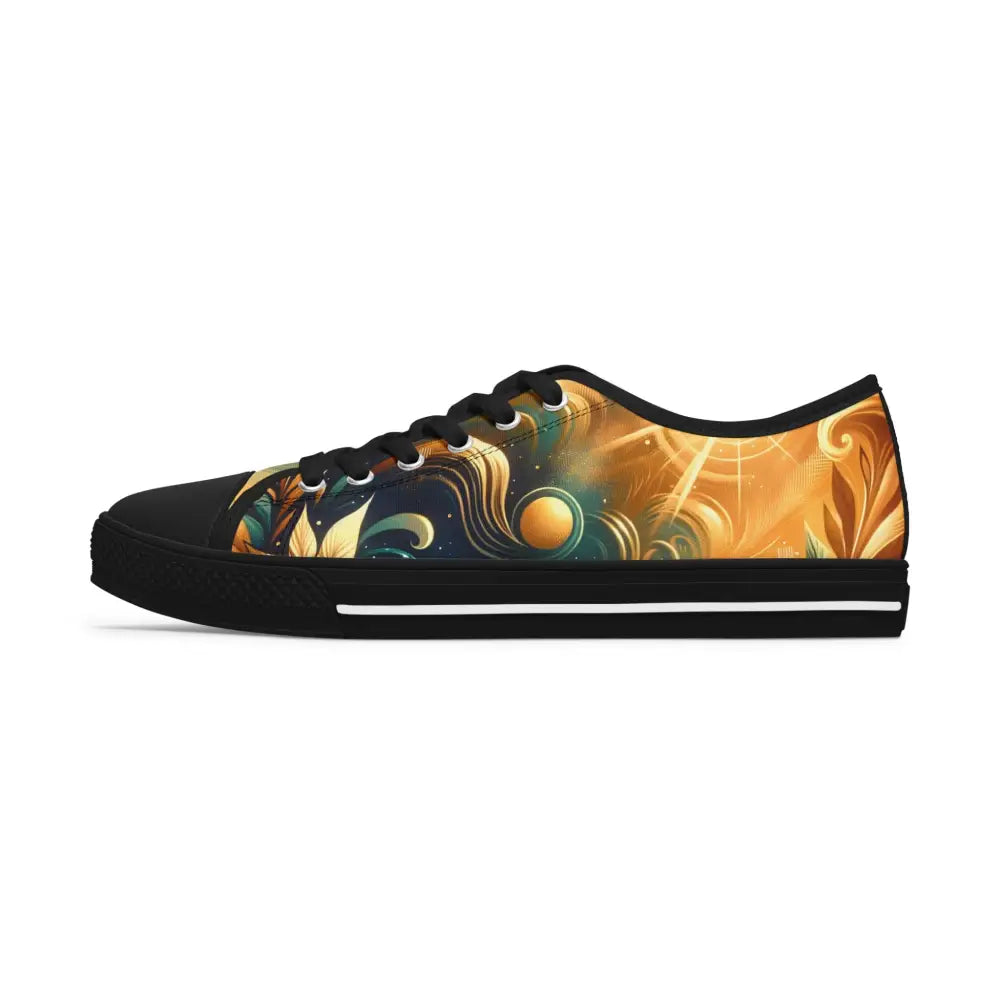 Artistic patterned low-top sneaker from Women’s Low Top Sneakers Nebula Bloom Cascade by PixiOnyx