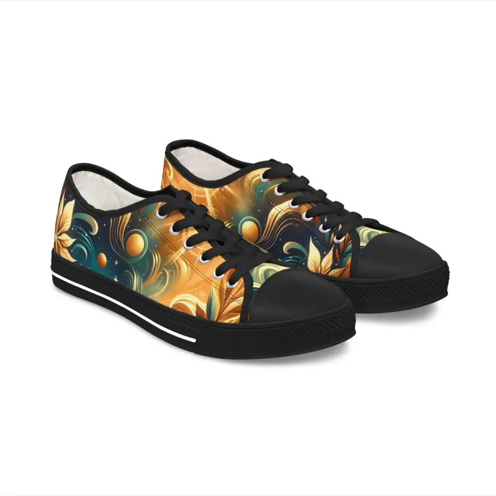 Floral-patterned canvas Sneakers Women’s Low Top Sneakers Nebula Bloom Cascade PixiOnyx