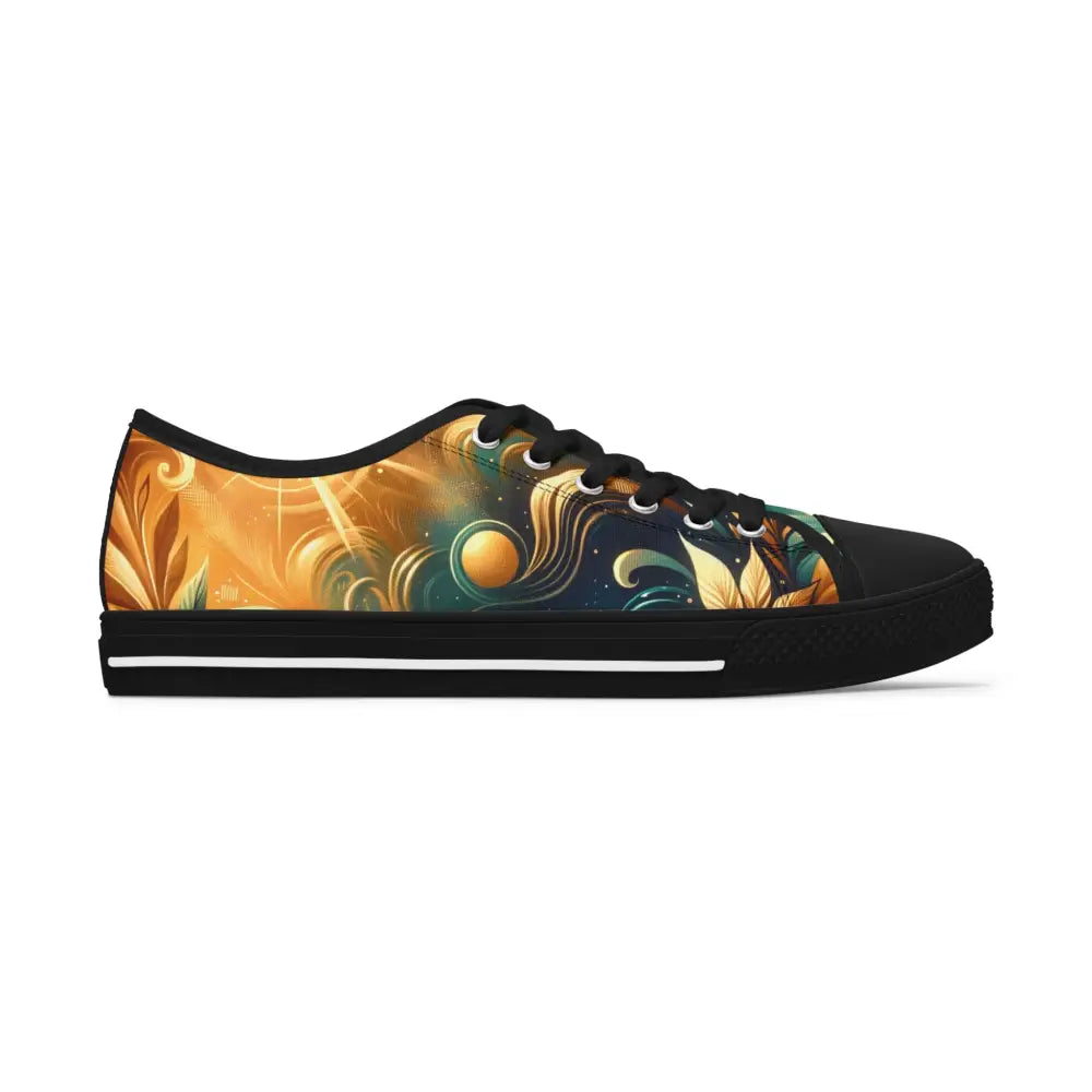 Floral-patterned canvas Women’s Low Top Sneakers Nebula Bloom Cascade Vibrant Art Shoes