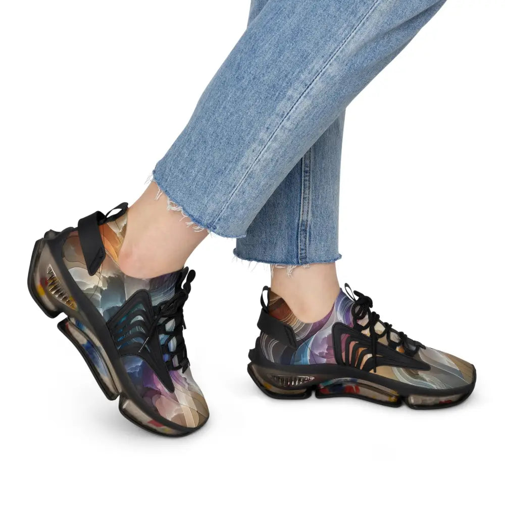 Colorful abstract-patterned Women’s Mesh Sneakers Celestial Layer Flux PixiOnyx Artwear