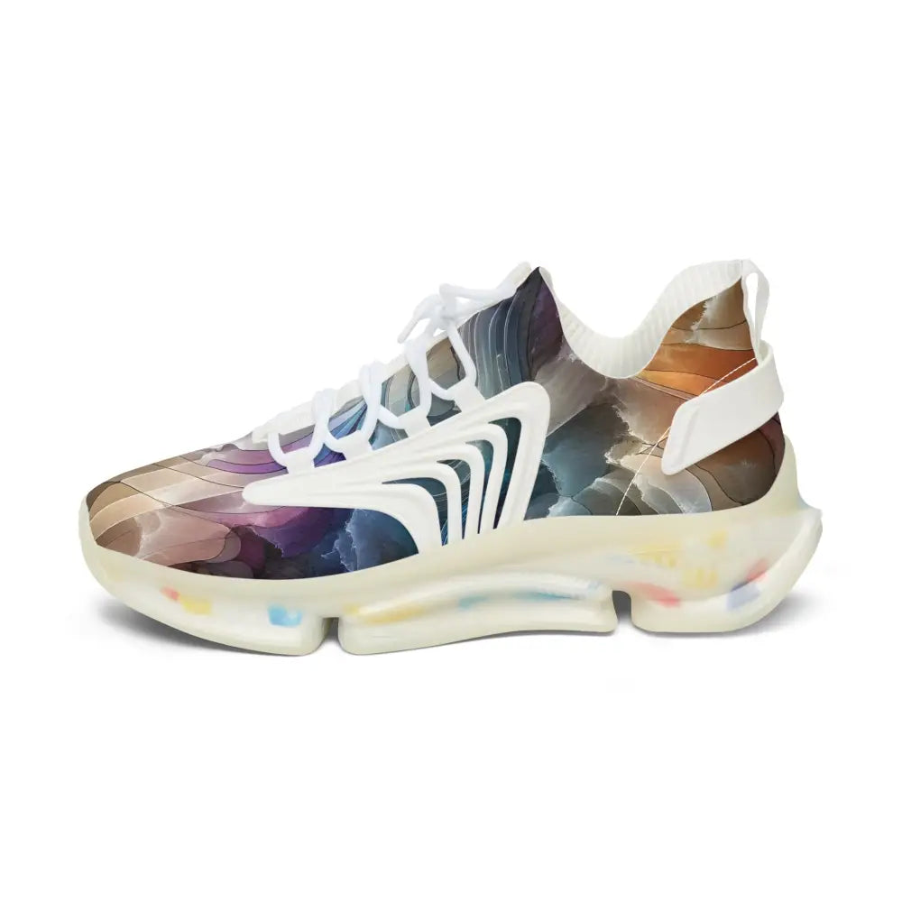 Colorful patterned athletic shoe from Women’s Mesh Sneakers Celestial Layer Flux PixiOnyx Artwear