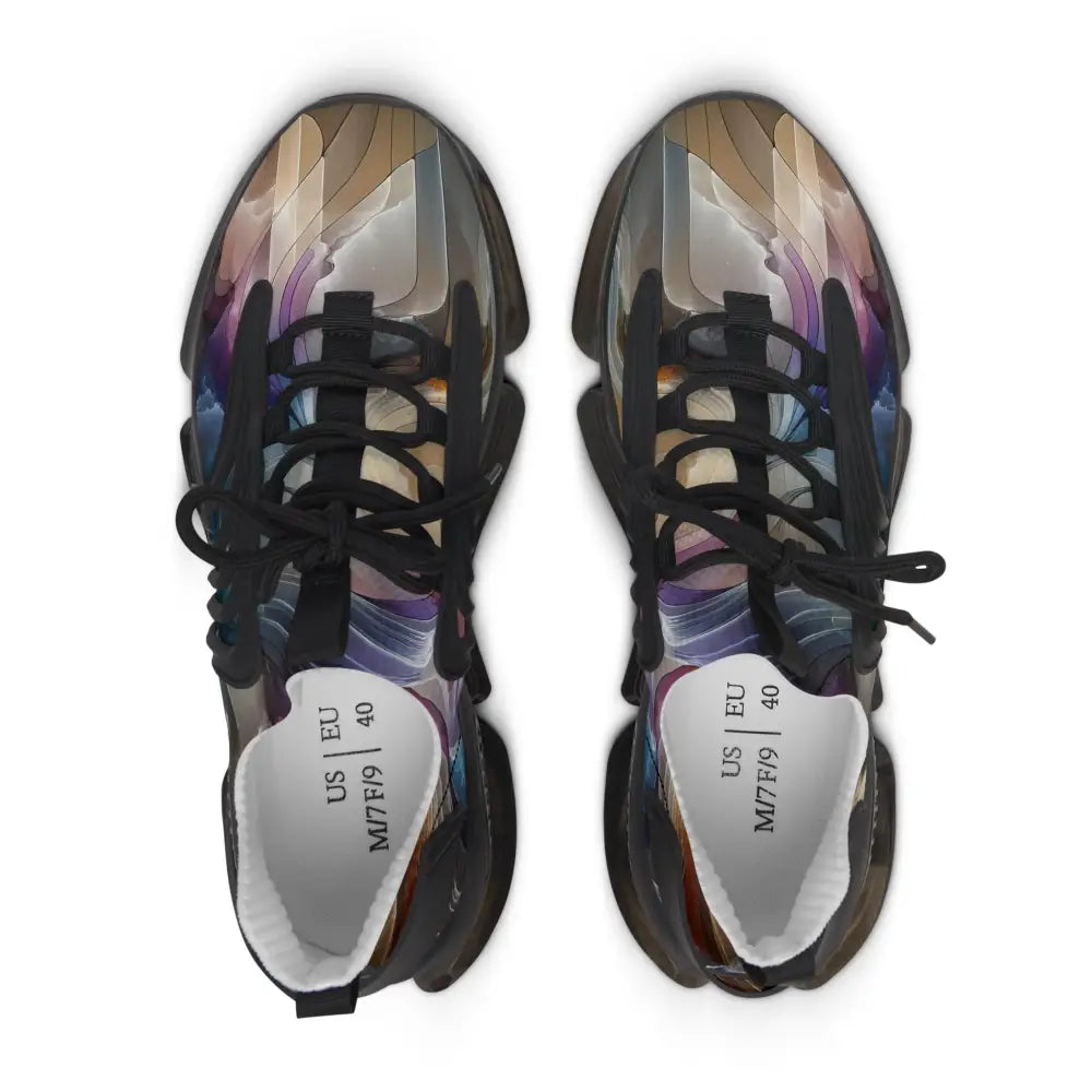 Colorful athletic shoes for women from PixiOnyx Artwear Women’s Mesh Sneakers Celestial Layer Flux