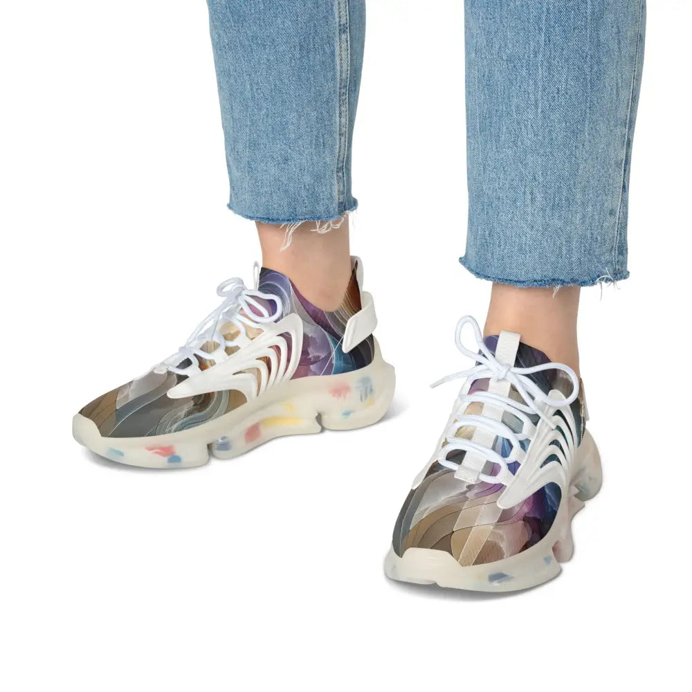 Colorful fashion sneakers from PixiOnyx Artwear Women’s Mesh Sneakers Celestial Layer Flux