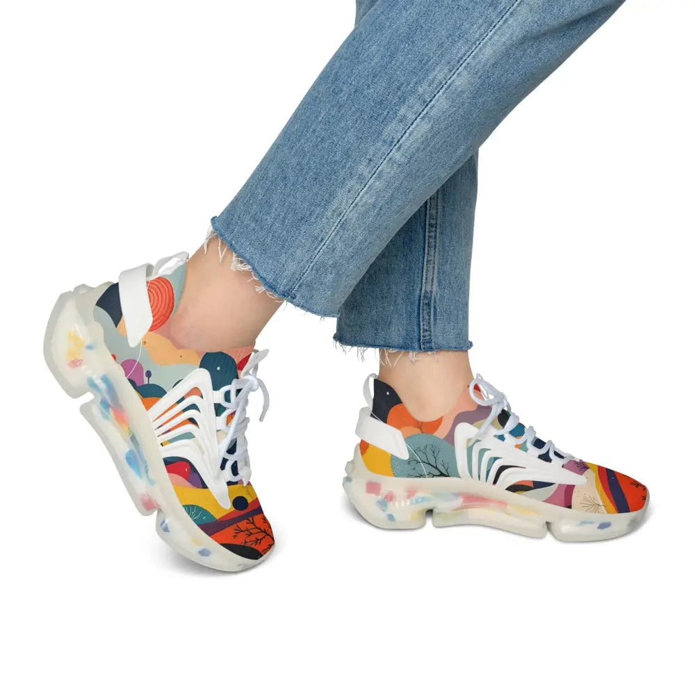 Colorful abstract-patterned sneakers from Flowstate Mirage by PixiOnyx Psychedelic Motionwear
