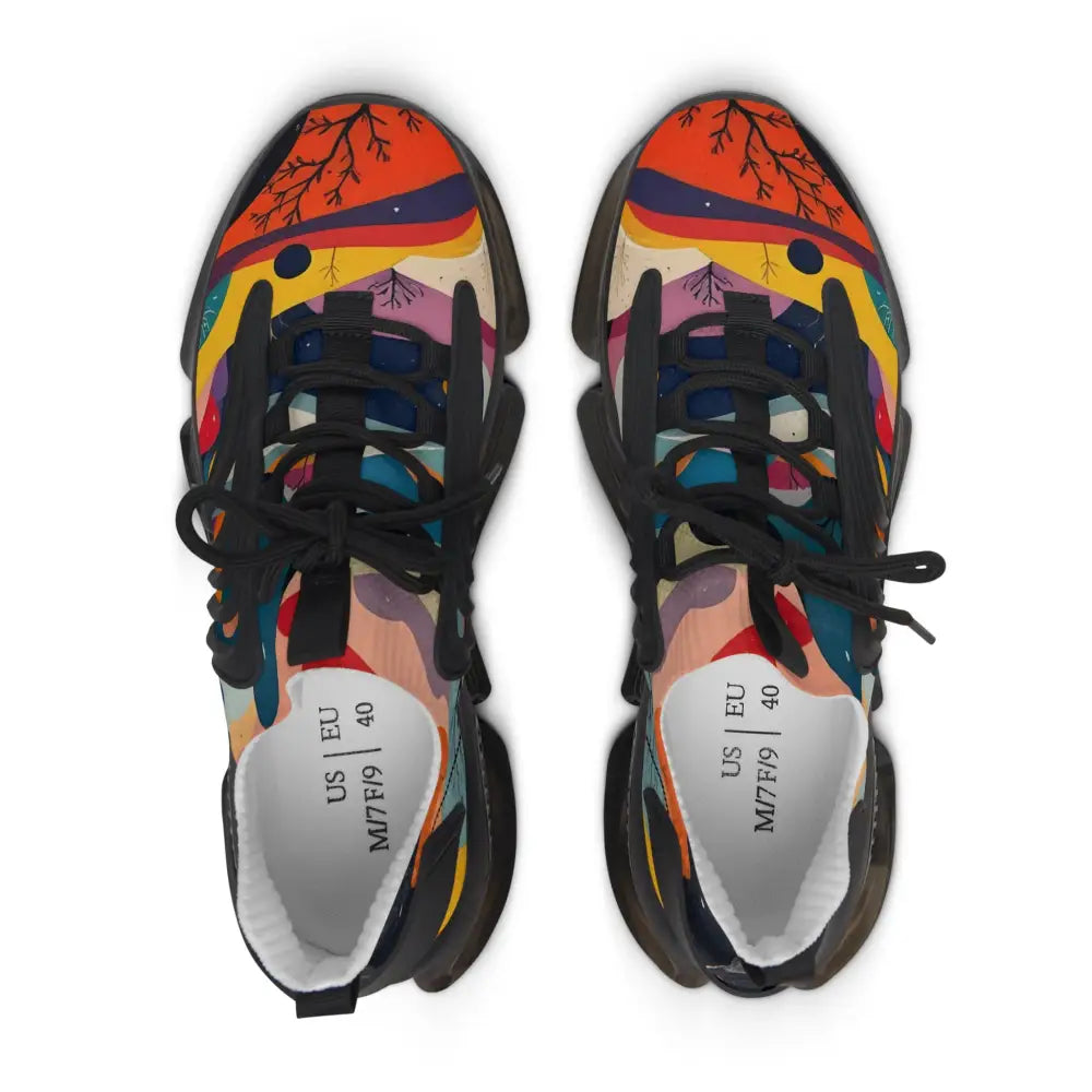 Colorful artistic running shoes in Women’s Mesh Sneakers Flowstate Mirage by PixiOnyx