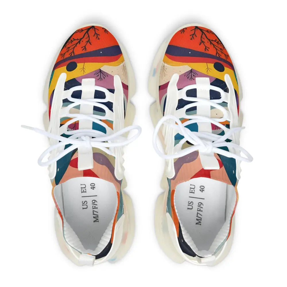 Colorful patterned mesh sneakers with clear soles from PixiOnyx Psychedelic Motionwear