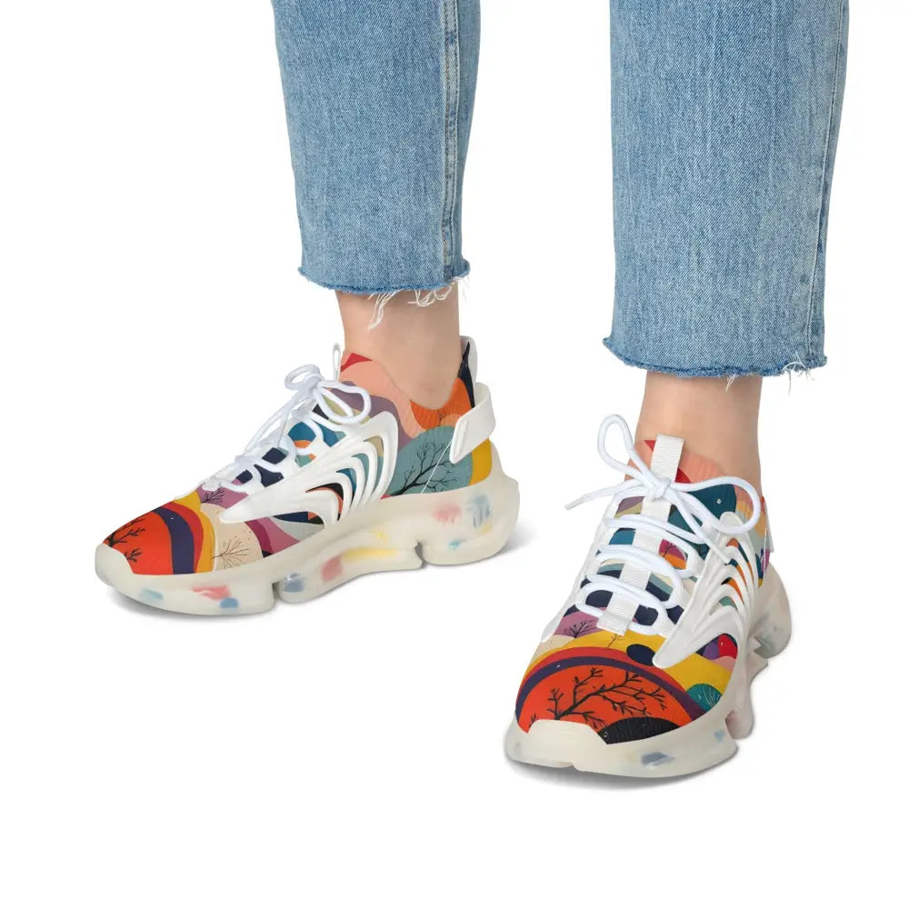 Colorful patterned Women’s Mesh Sneakers from Flowstate Mirage by PixiOnyx Psychedelic Motionwear
