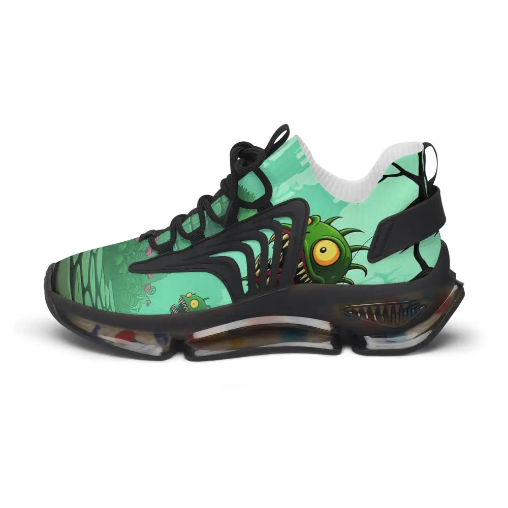 Green and black monster-themed Women’s Mesh Sneakers from Grinvine Grove by PixiOnyx