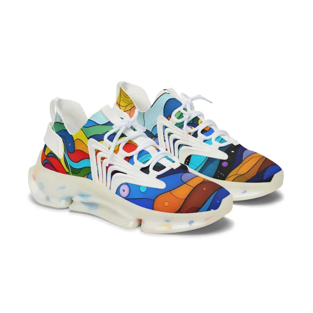 Colorful patterned running shoes from PixiOnyx Kinetic Pulsewear Women’s Mesh Sneakers