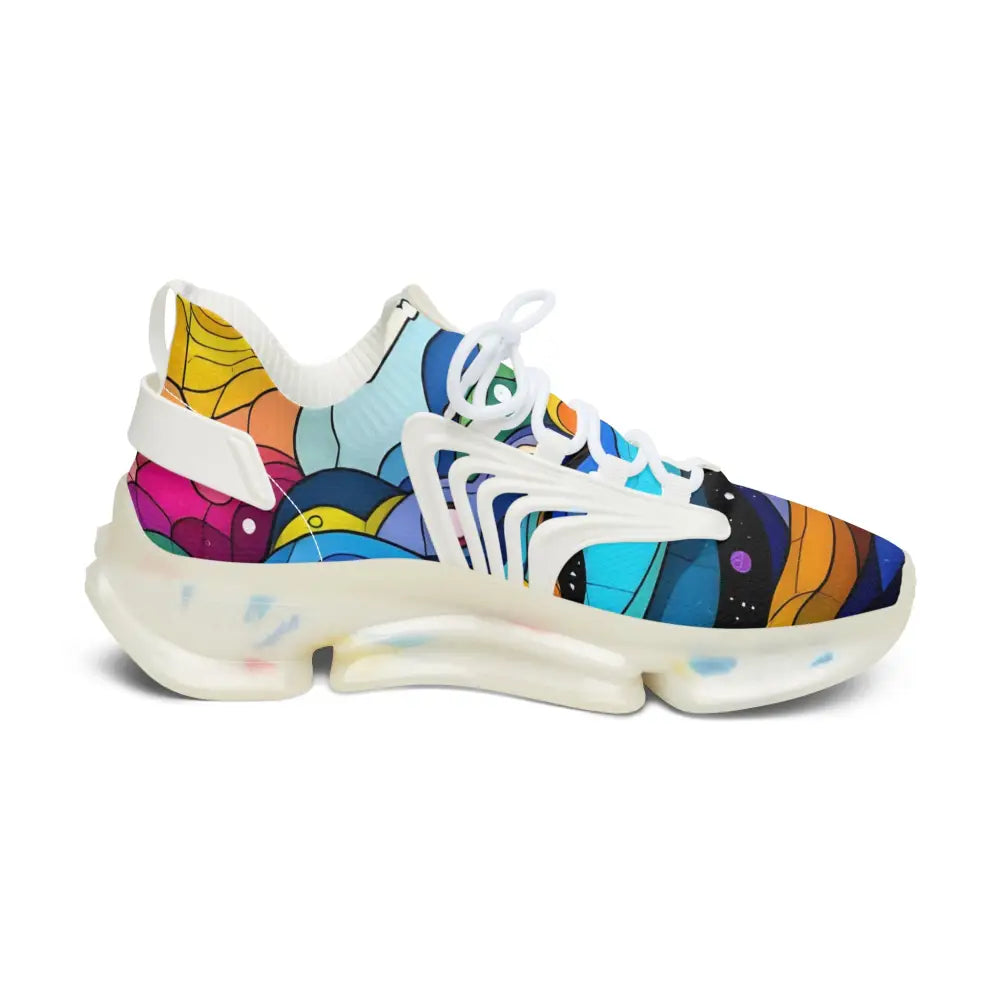 Colorful patterned athletic shoe from Women’s Mesh Sneakers Layered Spectrum PixiOnyx