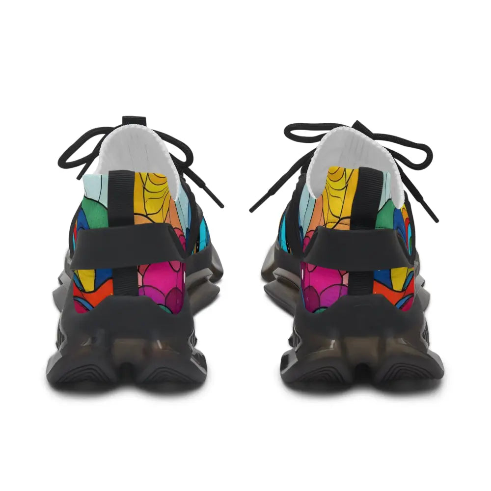 Colorful women’s athletic shoes from PixiOnyx Kinetic Pulsewear layered spectrum collection