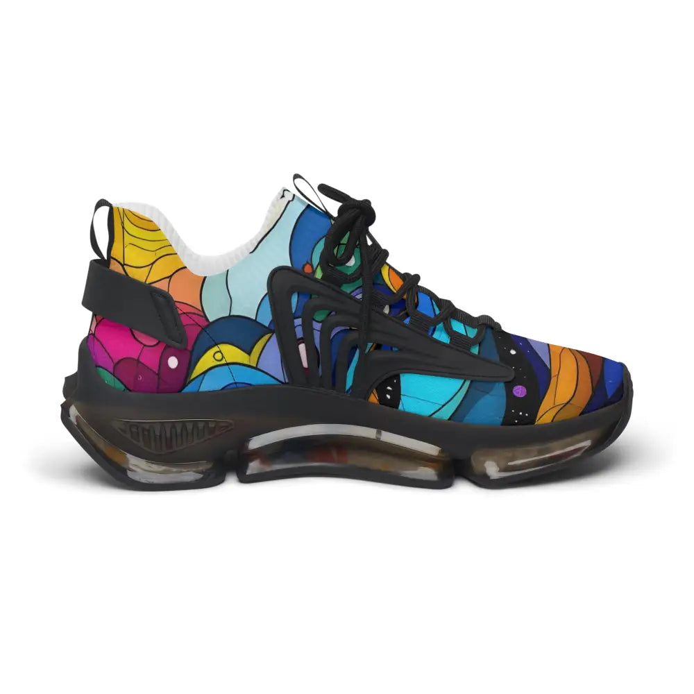 Colorful abstract-patterned women’s mesh sneakers from PixiOnyx Kinetic Pulsewear