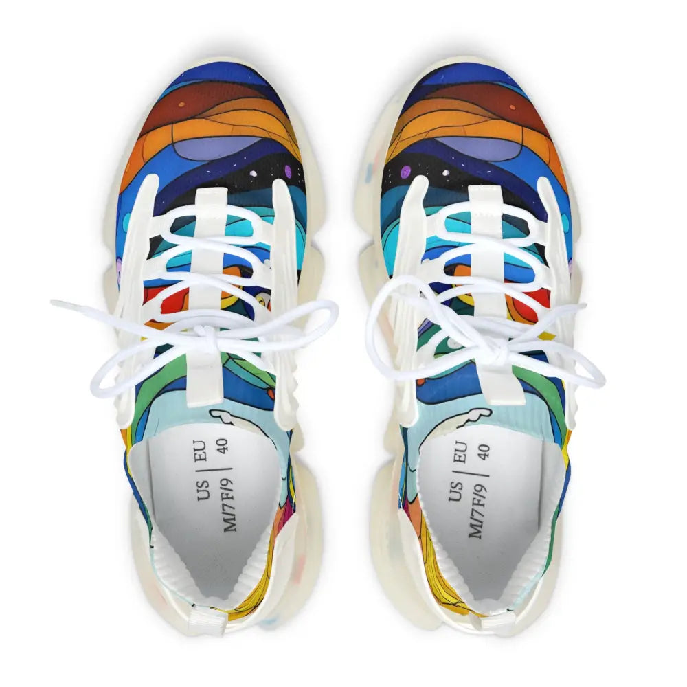 Colorful patterned sneakers in Women’s Mesh Sneakers Layered Spectrum PixiOnyx Kinetic Pulsewear