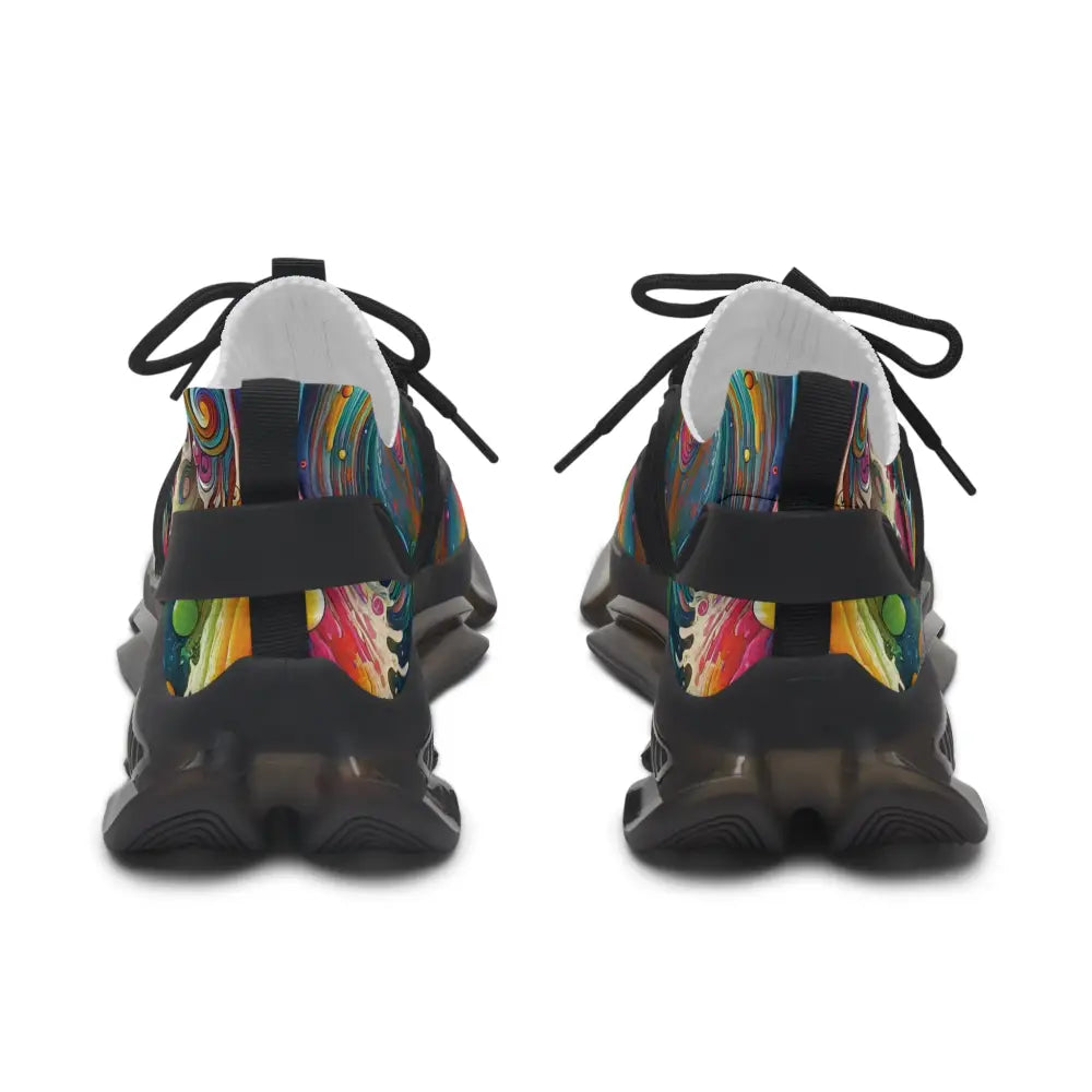 Colorful athletic shoes from Women’s Mesh Sneakers Rainbow Koi Spiral collection by PixiOnyx