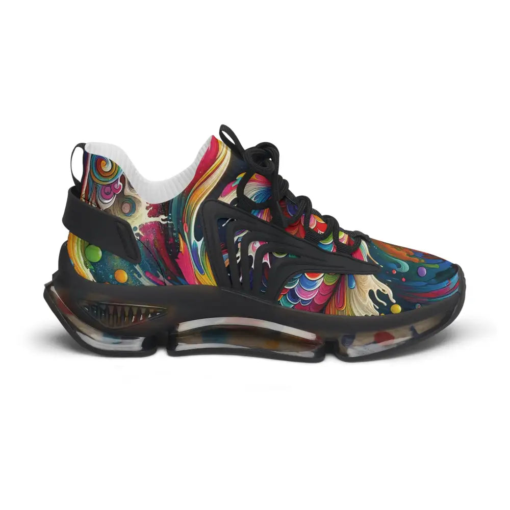 Colorful patterned athletic shoe from Women’s Mesh Sneakers Rainbow Koi Spiral collection