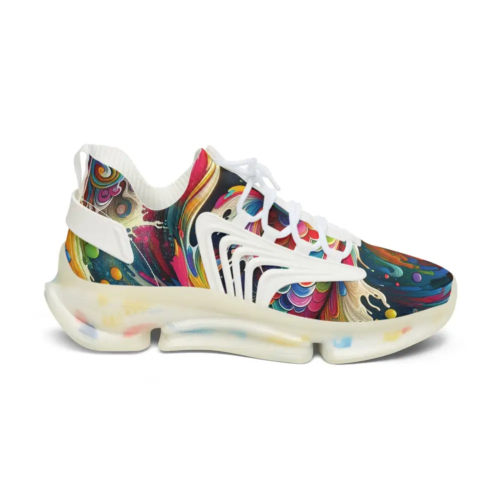 Colorful patterned athletic shoe from Women’s Mesh Sneakers Rainbow Koi Spiral PixiOnyx