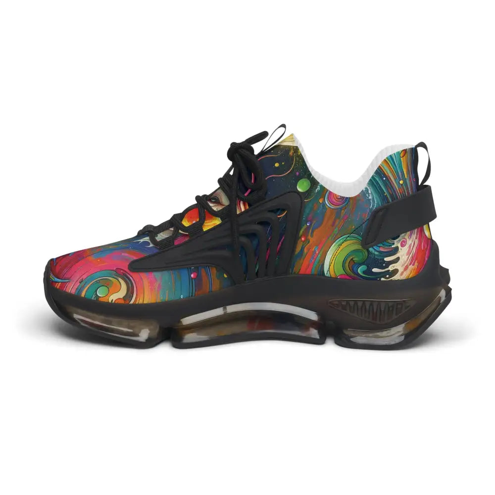 Colorful athletic shoe from Women’s Mesh Sneakers Rainbow Koi Spiral PixiOnyx Psychedelic Footwear