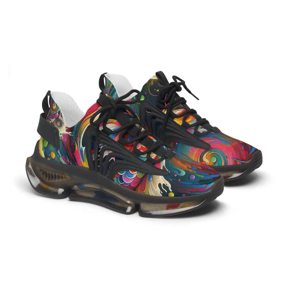 Colorful patterned athletic shoes from Women’s Mesh Sneakers Rainbow Koi Spiral collection