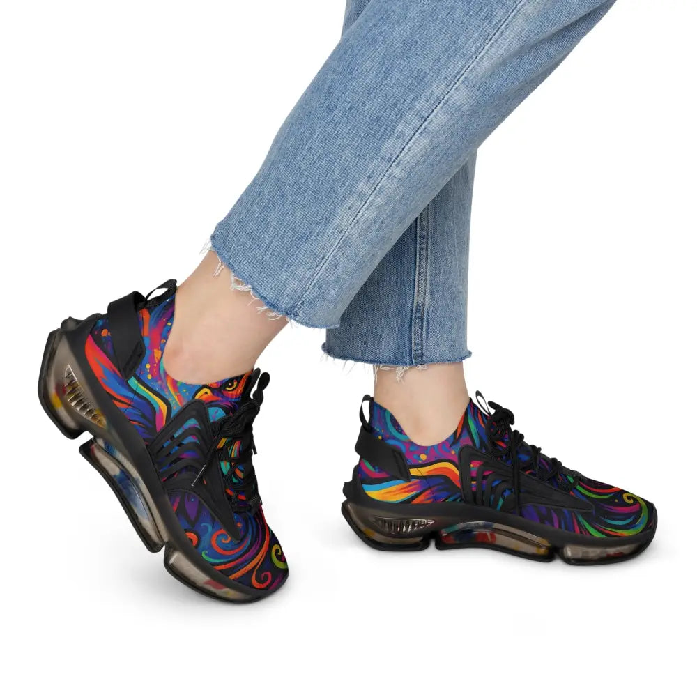 Colorful patterned Sneakers from PixiOnyx Women’s Mesh Sneakers Neon Flame collection