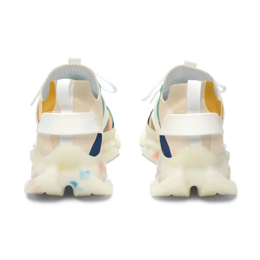 Colorful chunky-soled women’s mesh sneakers from PixiOnyx Chromatic Footstep Mirage Sunset Grove