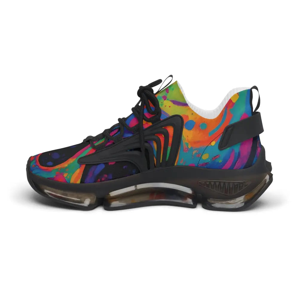 Colorful athletic shoe with black accents from Women’s Mesh Sneakers Voidspiral Mirage PixiOnyx Psywave Footwear
