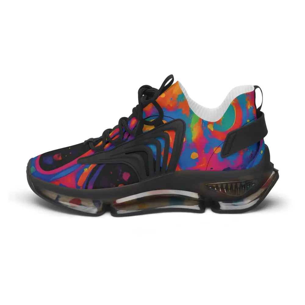 Colorful athletic shoe with black accents from Women’s Mesh Sneakers Voidspiral Mirage PixiOnyx Psywave Footwear