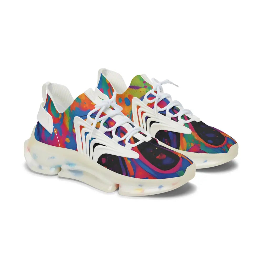 Colorful patterned running shoes from Women’s Mesh Sneakers Voidspiral Mirage PixiOnyx Psywave
