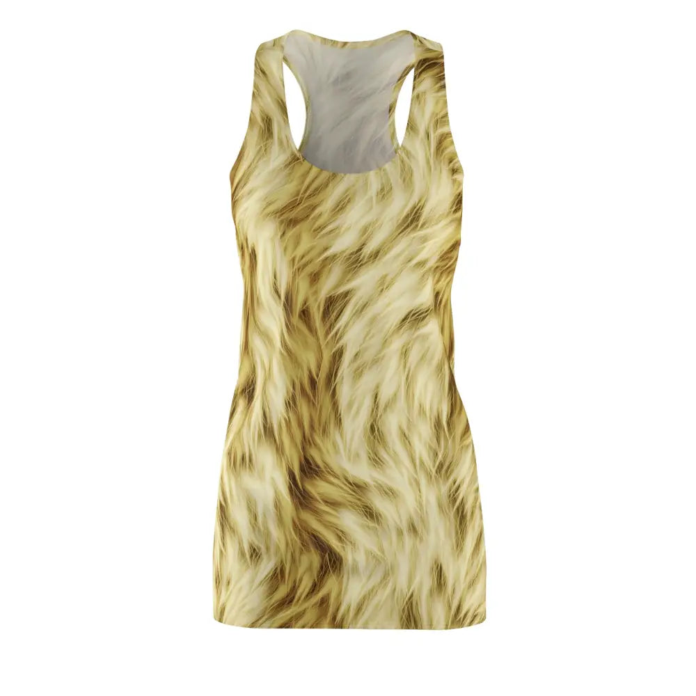 Women’s Racerback Dress with FauxFur Flux pattern displaying a stylish sleeveless design
