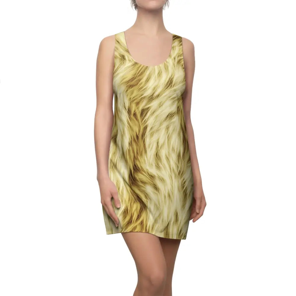 Sleeveless Racerback Dress with Abstract Faux Fur Pattern from PixiOnyx Texturecore Statementwear