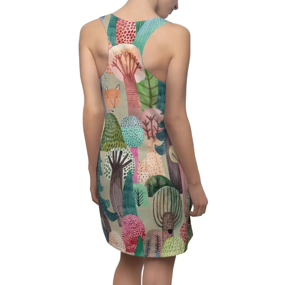 Sleeveless Women’s Racerback Dress with whimsical forest print from Forest Fable collection