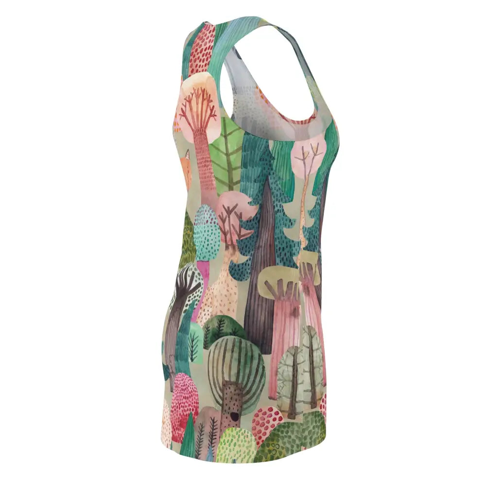 Sleeveless Forest Fable Racerback Dress with whimsical forest print by PixiOnyx Dreamcore