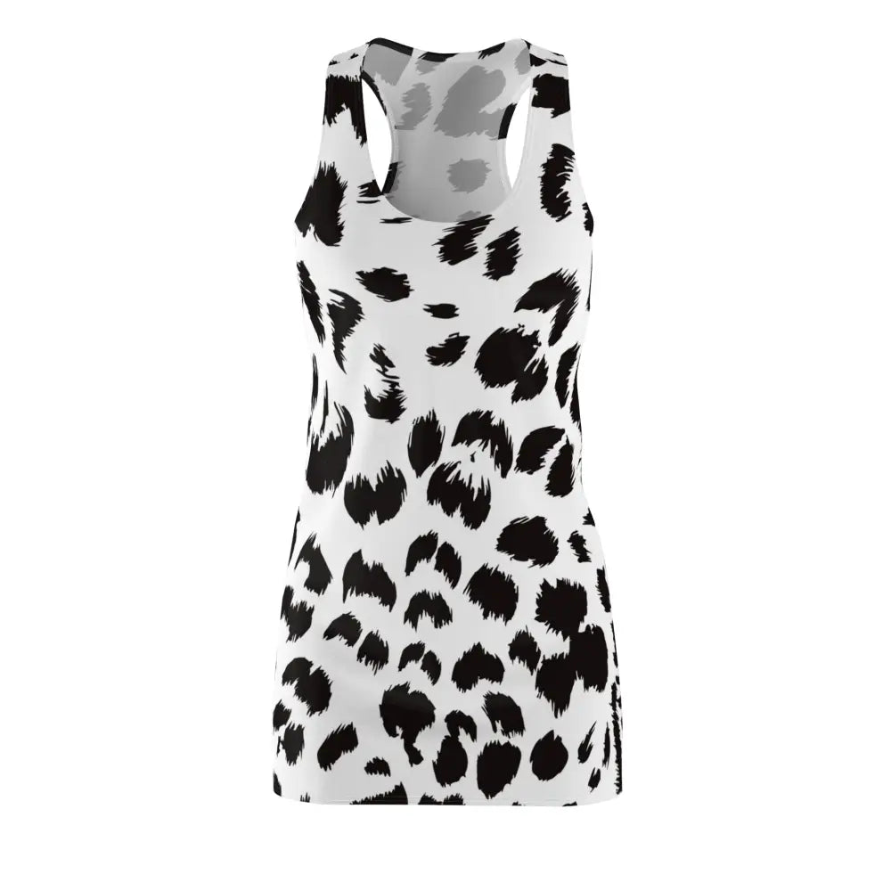 White tank dress with black spots for women from Inkscatter PixiOnyx effortless statementwear