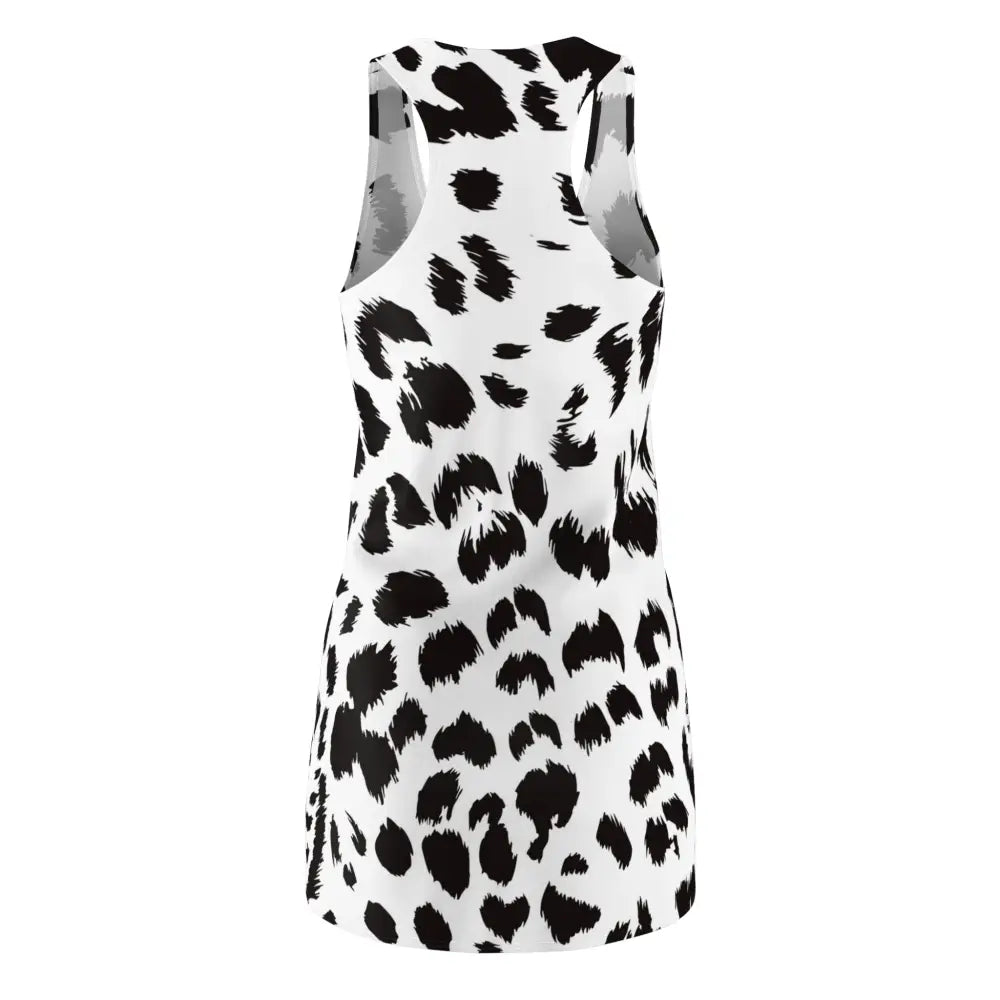 White dress with black spots from Women’s Racerback Dress Inkscatter PixiOnyx Effortless Statementwear