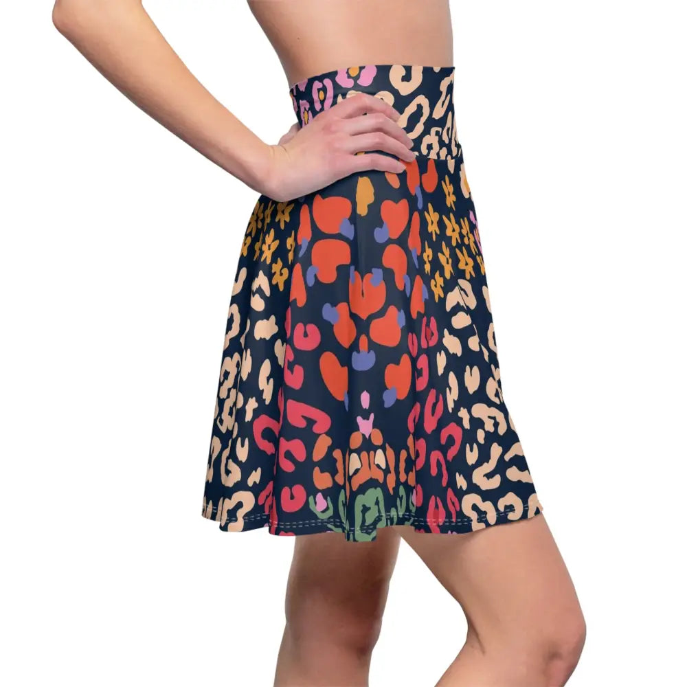 Colorful patterned skater skirt with vibrant floral print from PixiOnyx Statement Apparel