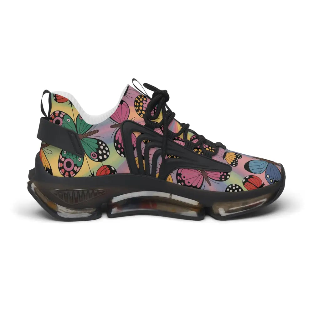 Women’s Sneakers Kaleidoscope Flight with colorful butterfly and ladybug pattern and air cushion sole