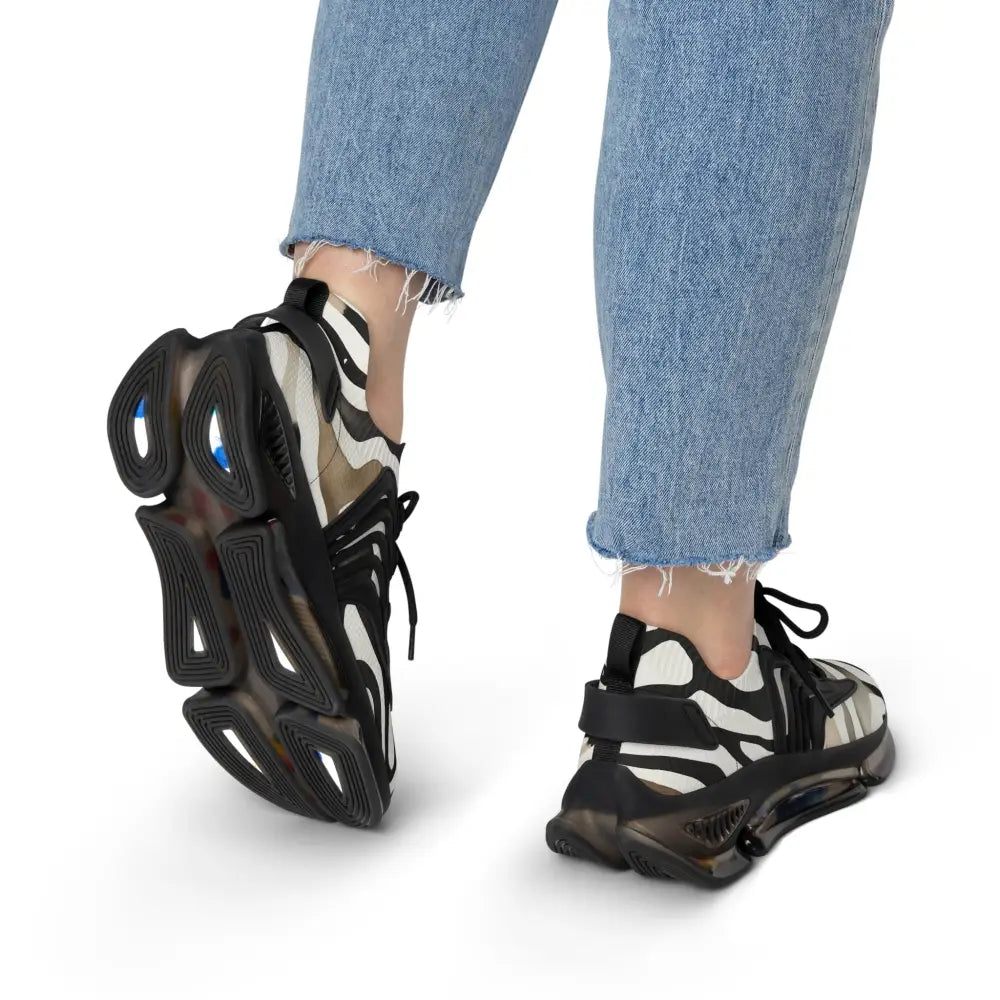 Zebra-striped athletic shoes from PixiOnyx Nightstripe Pulse Monochrome Motion Series
