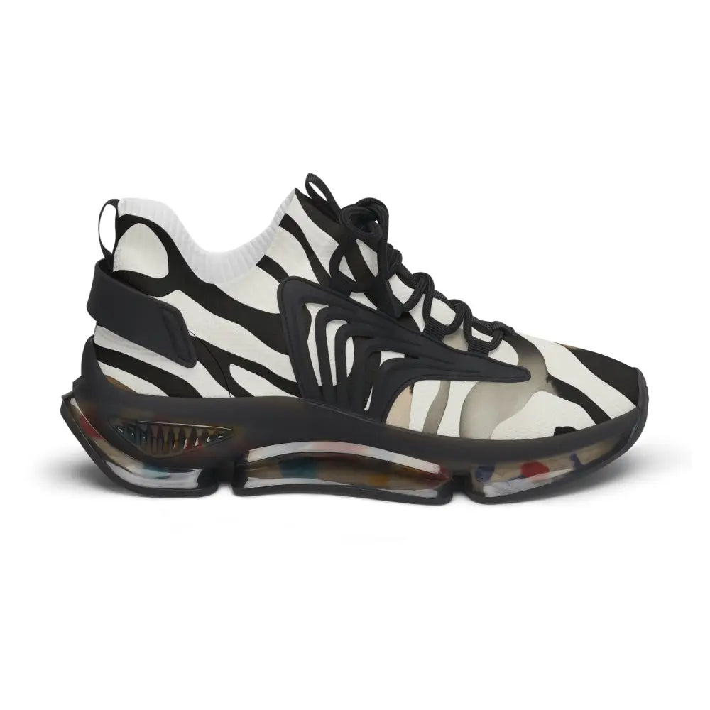 Zebra-striped athletic shoe with black accents from Women’s Sneakers Nightstripe Pulse PixiOnyx Series