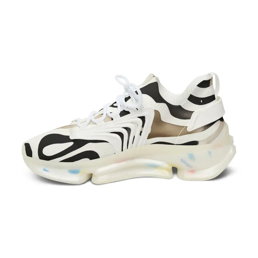 Zebra-striped athletic sneaker from PixiOnyx Nightstripe Pulse Monochrome Motion Series