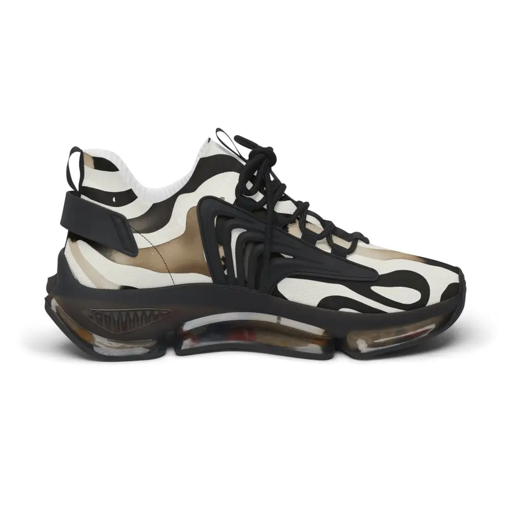 Black and white patterned sneaker from PixiOnyx Monochrome Motion Series Women’s Sneakers Nightstripe Pulse