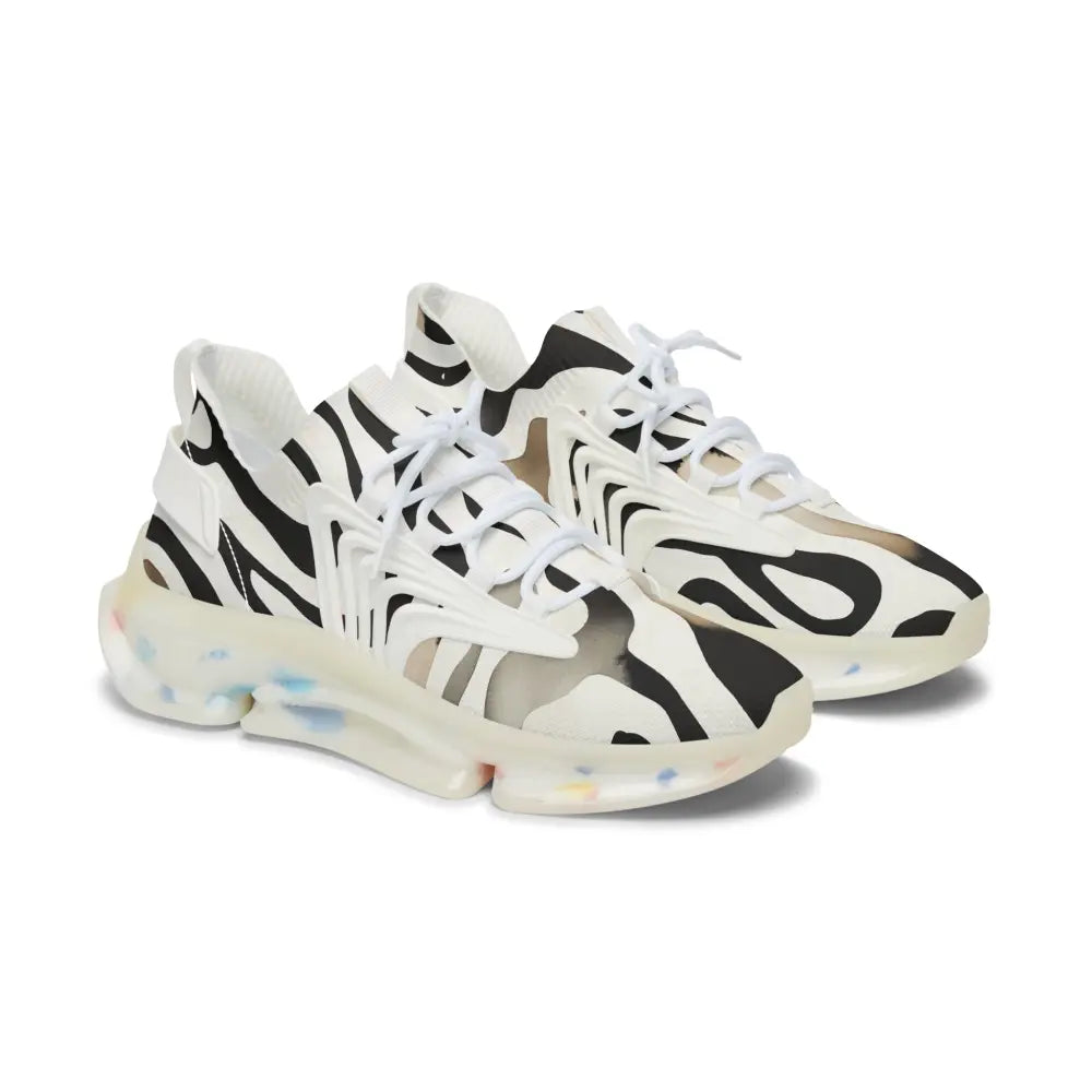 Zebra-striped athletic shoes from Women’s Sneakers Nightstripe Pulse PixiOnyx Monochrome Motion Series