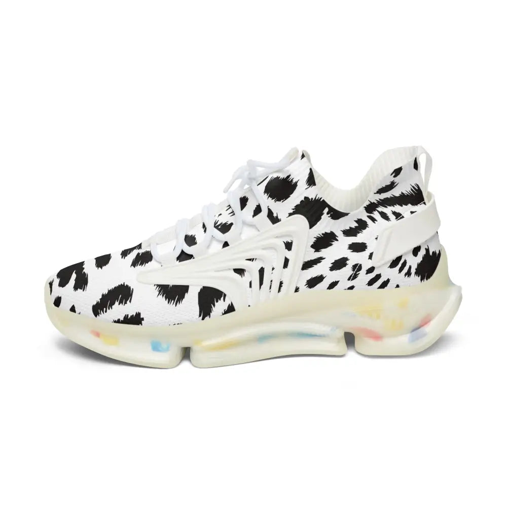 Cow-print athletic shoe from Women’s Sneakers White Leopard Dash PixiOnyx Streetstride Edition