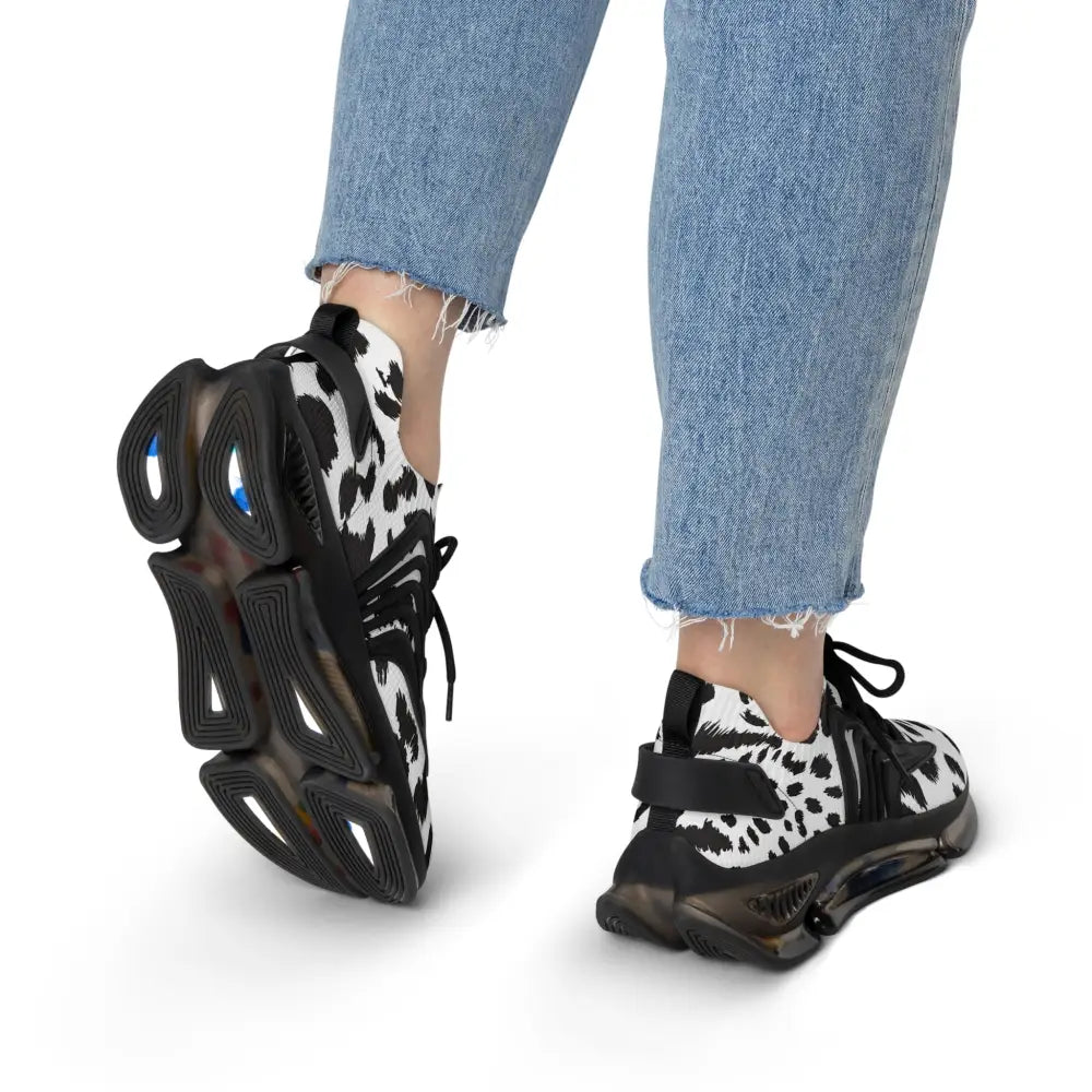 Cow-print athletic shoes from Women’s Sneakers White Leopard Dash PixiOnyx Streetstride Edition