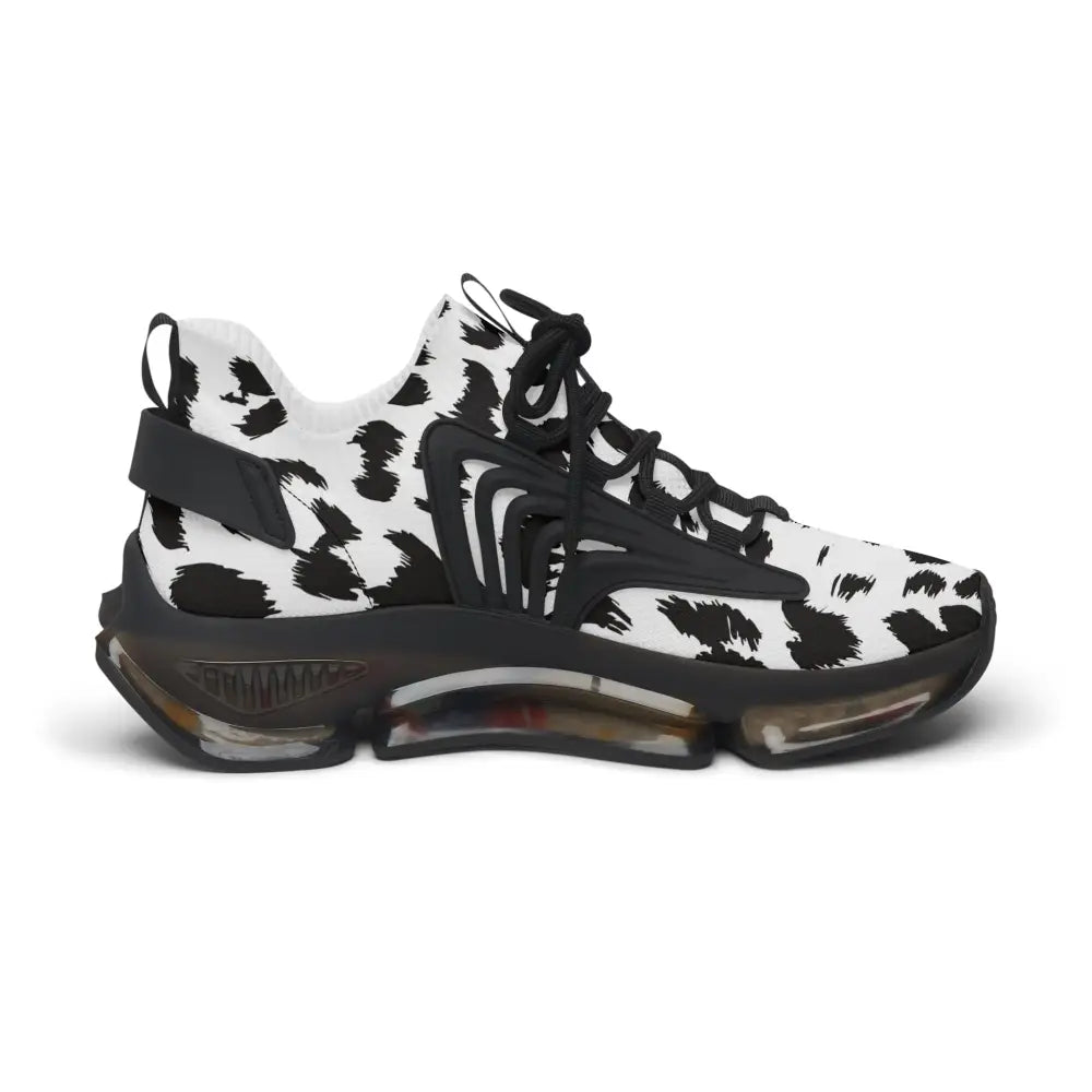 Black and white patterned athletic shoe from Women’s Sneakers White Leopard Dash PixiOnyx Streetstride Edition