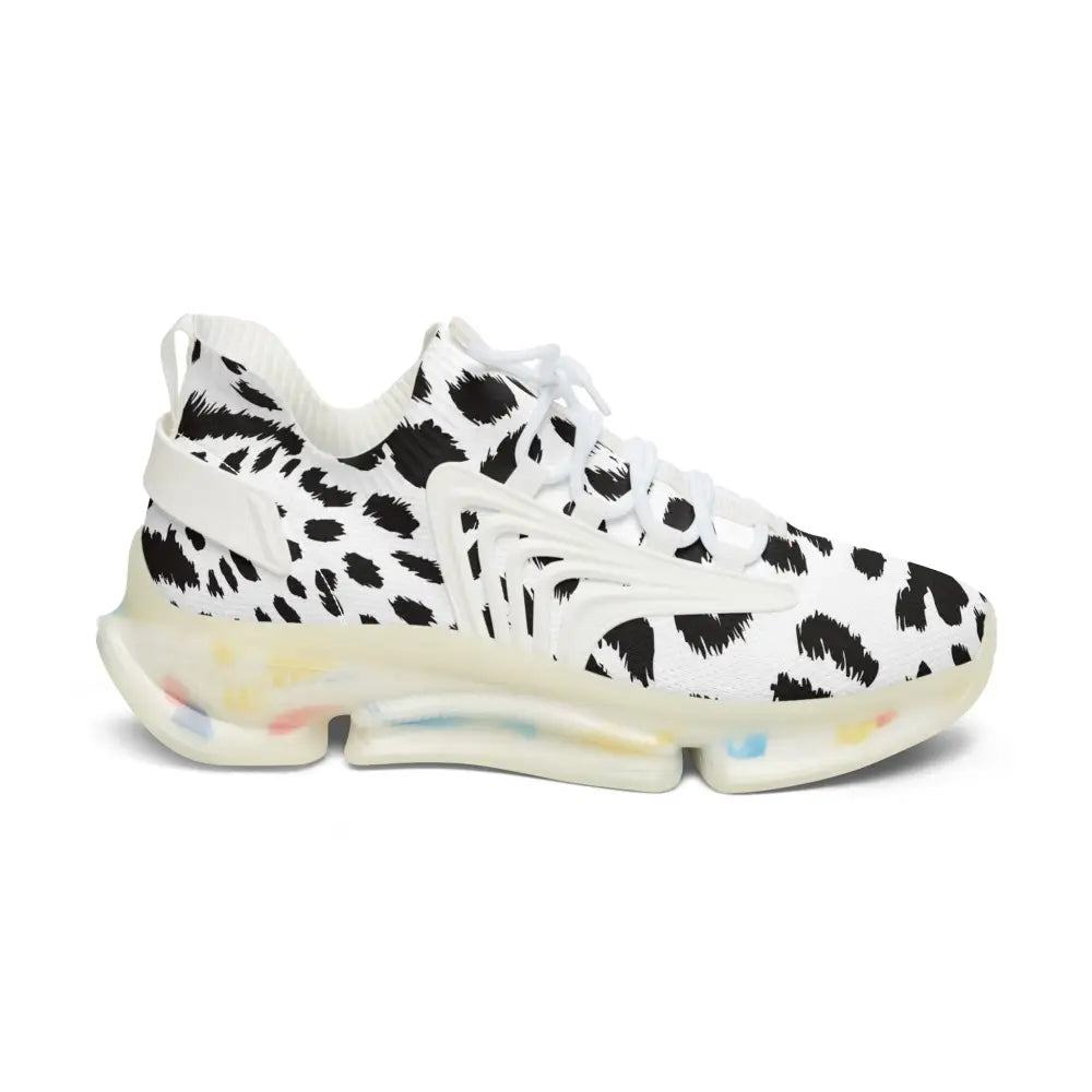 Spotted athletic women’s sneaker in white leopard print from PixiOnyx Streetstride Edition