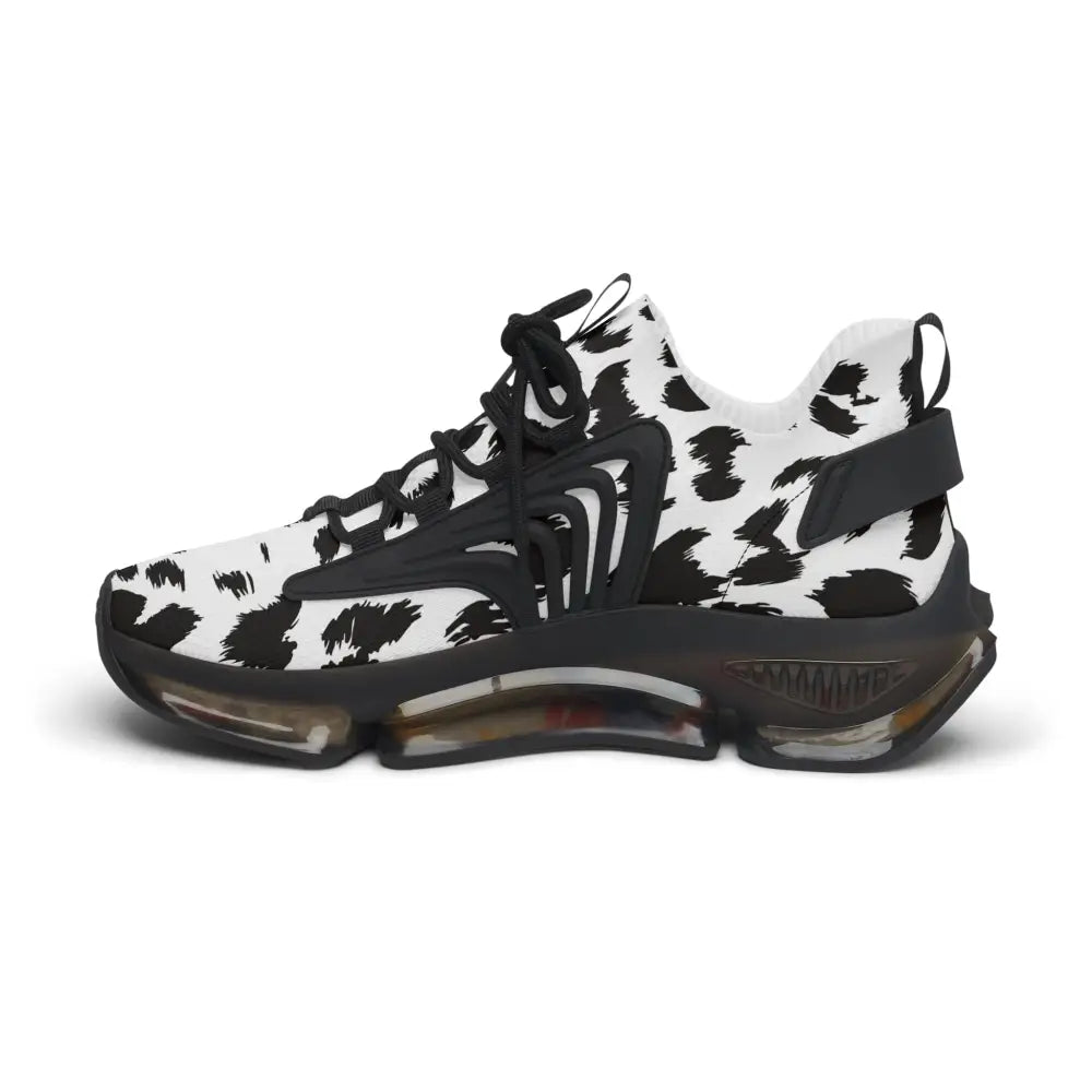 Black and white patterned athletic shoe from Women’s Sneakers White Leopard Dash PixiOnyx Streetstride Edition