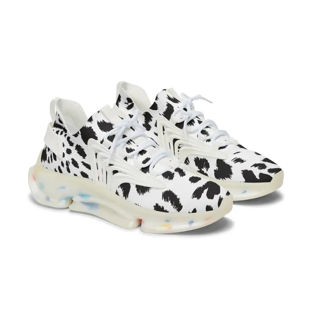 Cow-print athletic shoes for Women’s Sneakers White Leopard Dash PixiOnyx Streetstride Edition