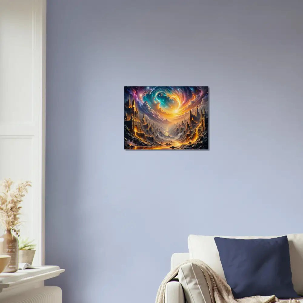 Vibrant fantastical landscape art print of Eclipsed Citadel for PixiOnyx Natural Fantasy Glow