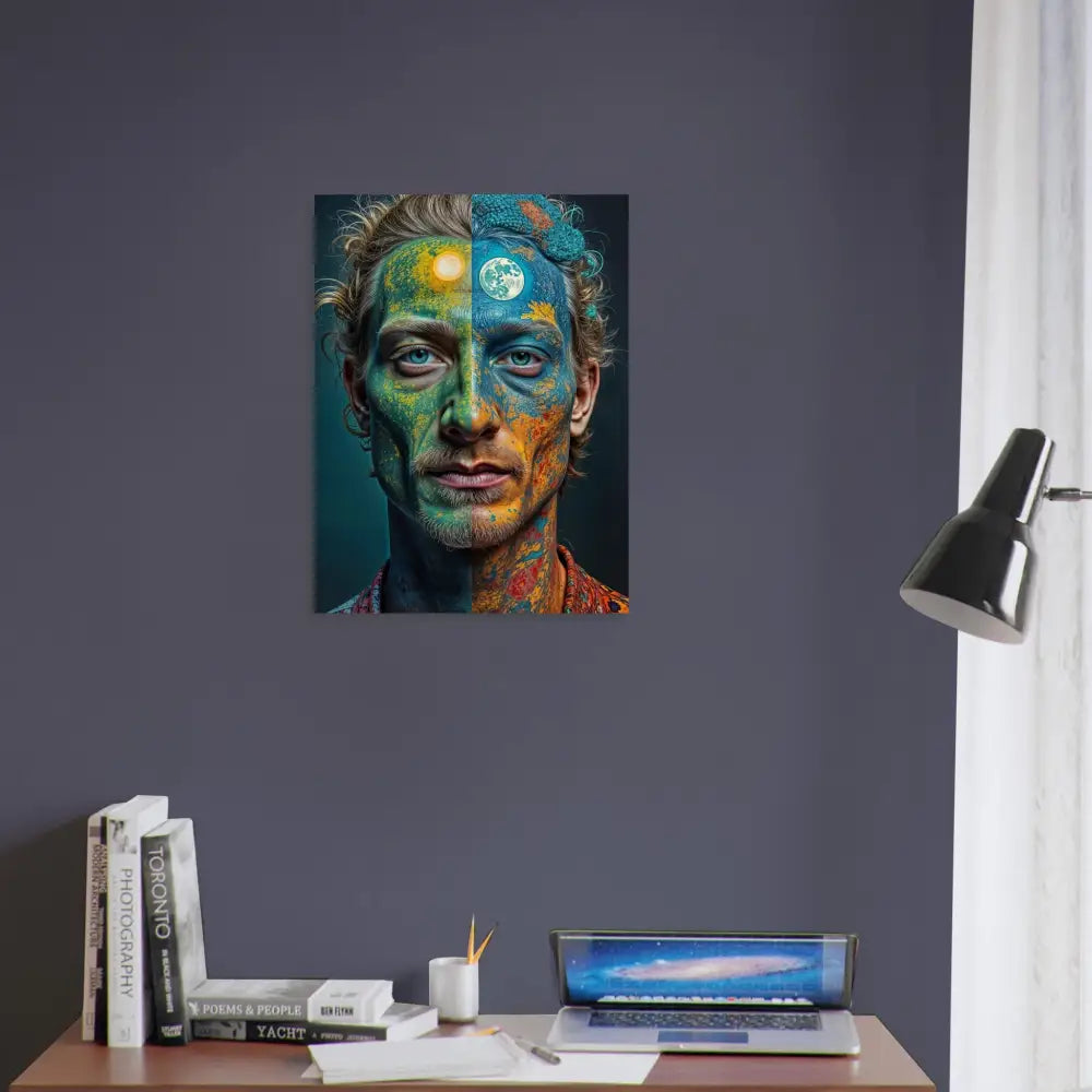Colorful abstract portrait art on eco-friendly wood print Faces of the Wild Code
