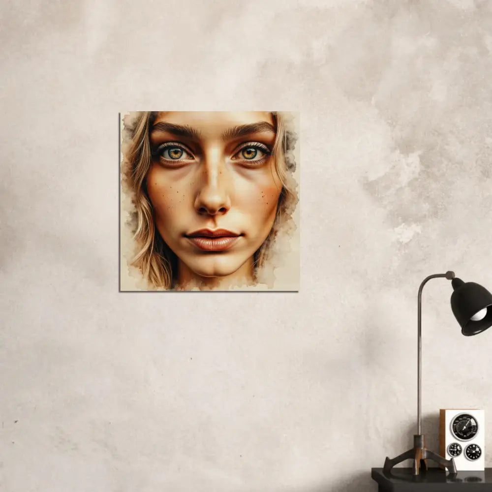 Wood Print Freckled Focus features an intense portrait blends human intimacy artwork